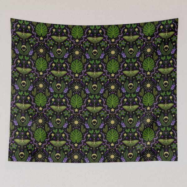 Item preview, Midnight Magic - Botanical Witchy Damask designed and sold by Wonderspell Studio.