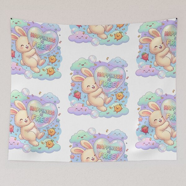 Item preview, International Day of Happiness: Cute Mee Joyful Bunny, Maximalist Dopamine Decor designed and sold by Cute Mee .