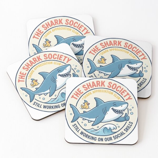Item preview, Funny Shark Society Still Working On Social Skills designed and sold by Wear Sculpt.