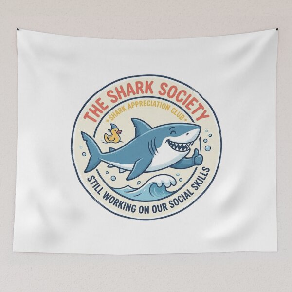 Item preview, Funny Shark Society Still Working On Social Skills designed and sold by Wear Sculpt.