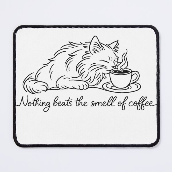 Item preview, Cat & Coffee – Nothing Beats the Smell of Coffee Line Art designed and sold by IrynaLineArt.