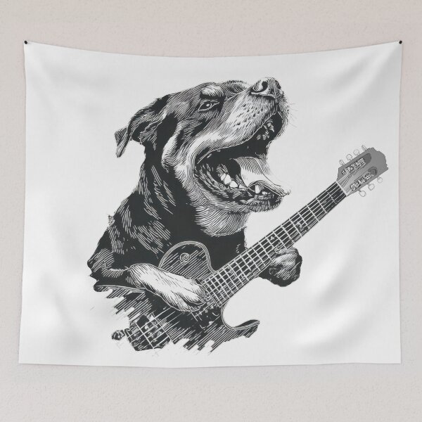 Item preview, Dog playing guitar in a cool style designed and sold by anytka.