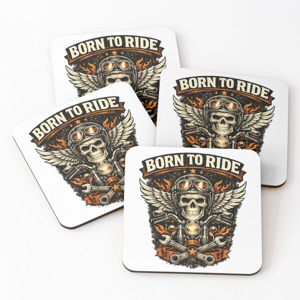 Item preview, Born To Ride Biker Skull T-Shirt, Clothes, Gifts – Vintage Motorcycle Rider Design designed and sold by MartinioArtStudio.