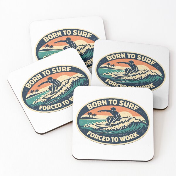 Item preview, Born to Surf Forced to Work Sticker | Vintage Surf Sticker | Gulf Coast Surf Tee | Retro Surf Life Design designed and sold by Fierce Wave Supply Co..