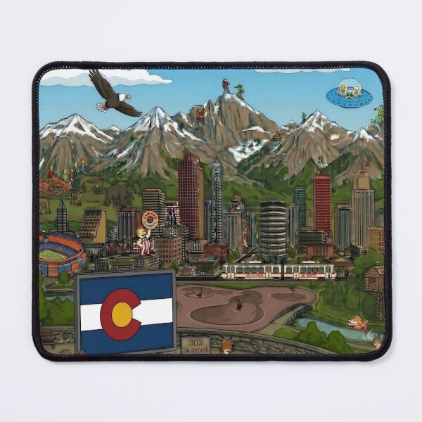 Item preview, Denver Colorado Skyline Mountains Colorado Flag Art designed and sold by Meteor Destroyer.