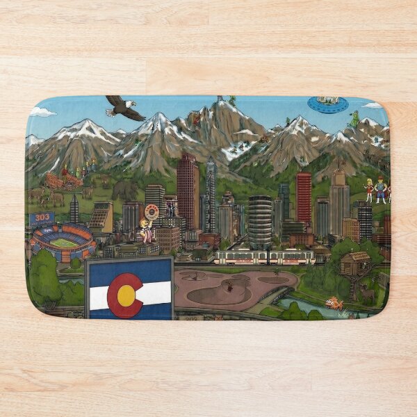 Item preview, Denver Colorado Skyline Mountains Colorado Flag Art designed and sold by Meteor Destroyer.