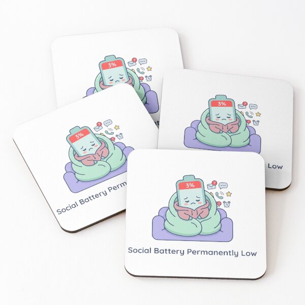 Item preview, Social Battery Permanently Low Cute Introvert Design designed and sold by Quiet Mode Studio.
