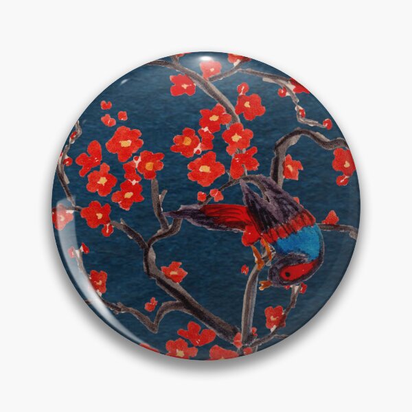 Item preview, CHERRY BLOSSOM BIRD on a blue background designed and sold by Zamen.