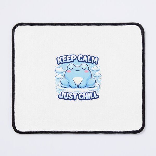 Item preview, Cute Blue Frog Keep Calm Just Chill Aesthetic Sticker designed and sold by Digital_products_0111.