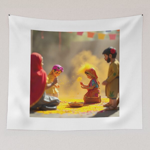 Item preview, Holi Family Celebration Sticker   designed and sold by Teewave-Ashish.