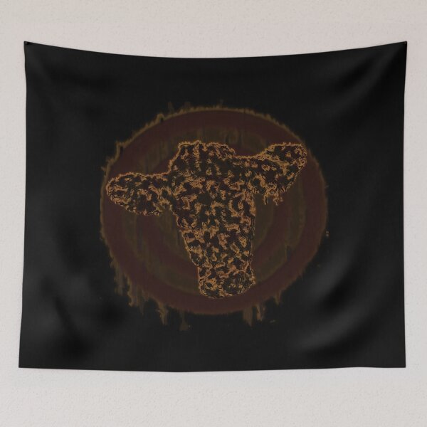 Item preview, Black cow head with bull's eye in flames designed and sold by pixperienz4u.