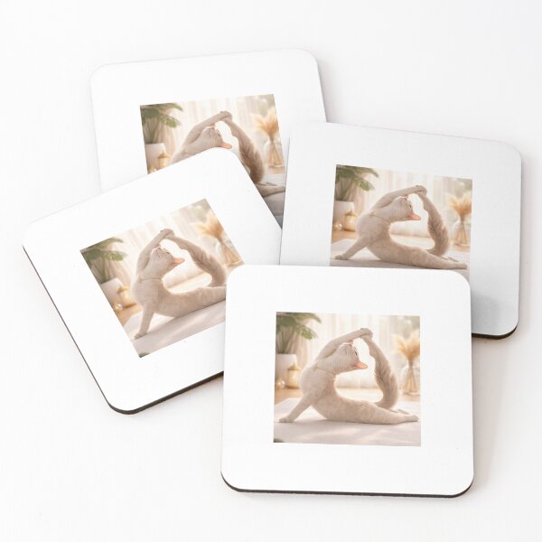 Item preview, Flexible Yoga Cat Pose in Soft Aesthetic Light designed and sold by LovelyCatGalaxy.