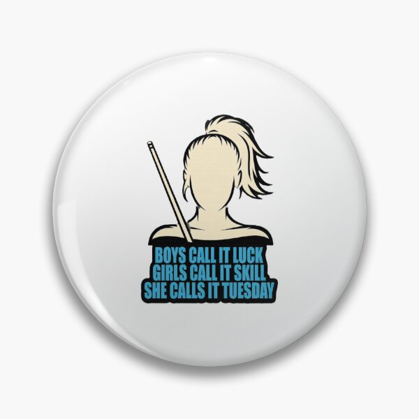Item preview, women pool player, calls it Tuesday  designed and sold by Crazyhuskychick.