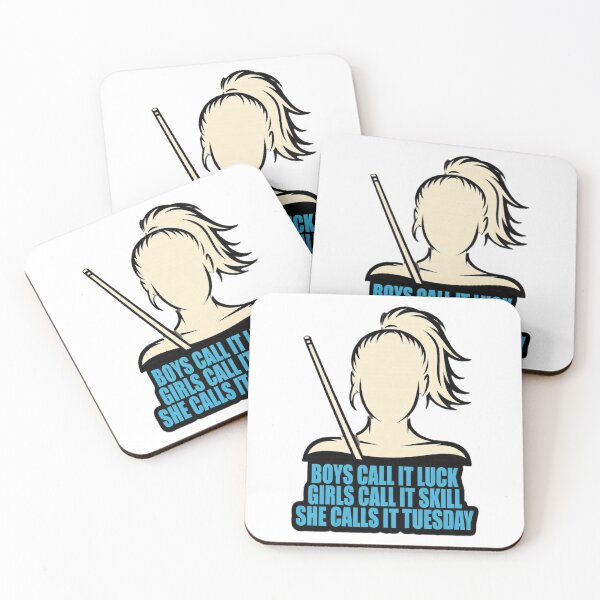 Item preview, women pool player, calls it Tuesday  designed and sold by Crazyhuskychick.