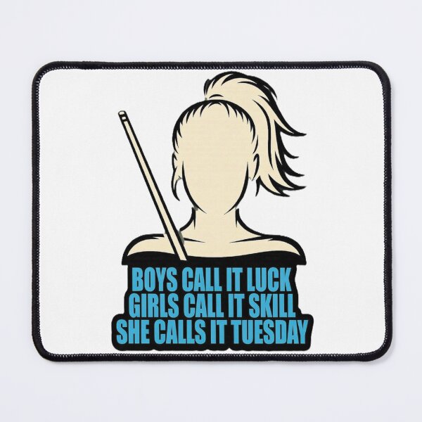Item preview, women pool player, calls it Tuesday  designed and sold by Crazyhuskychick.