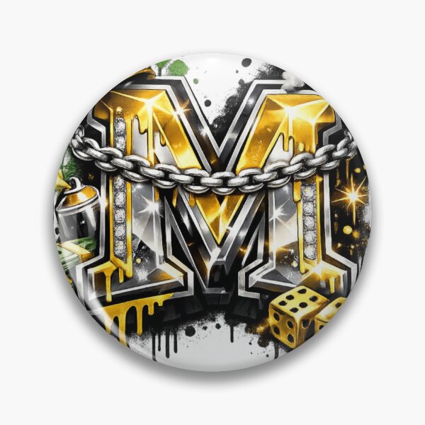Item preview, Hip Hop Gold Metal Letter M Graffiti designed and sold by NOVR.