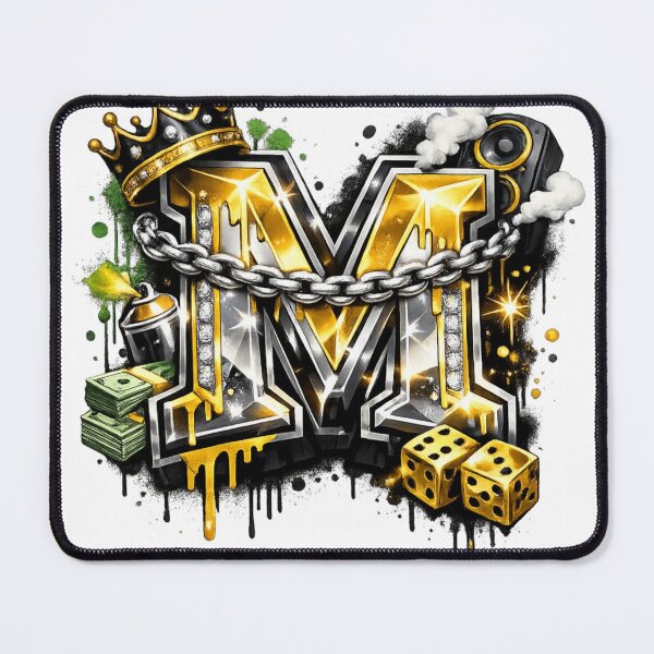 Item preview, Hip Hop Gold Metal Letter M Graffiti designed and sold by NOVR.
