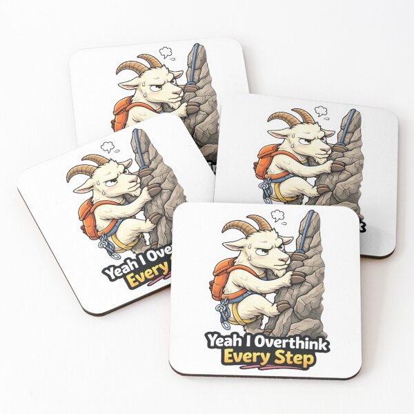 Item preview, Funny Goat Climbing Meme – Yeah I Overthink Every Step designed and sold by Gentlestate.