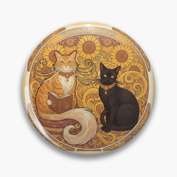 Item preview, Whiskered Wisdom | Art Nouveau Spiritual Cat Design designed and sold by ArtNouveauCats.
