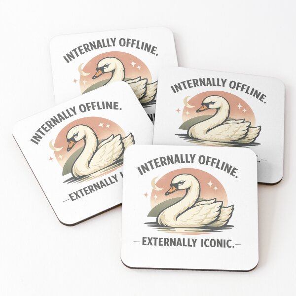 Item preview, Internally Offline Externally Iconic Swan Funny Retro T-Shirt Design designed and sold by Teenomix.