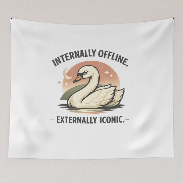 Item preview, Internally Offline Externally Iconic Swan Funny Retro T-Shirt Design designed and sold by Teenomix.