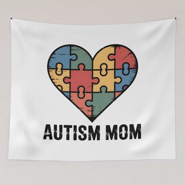 Item preview, Colorful Autism Mom Puzzle Heart – Distressed Awareness Design designed and sold by CoastalEmp.