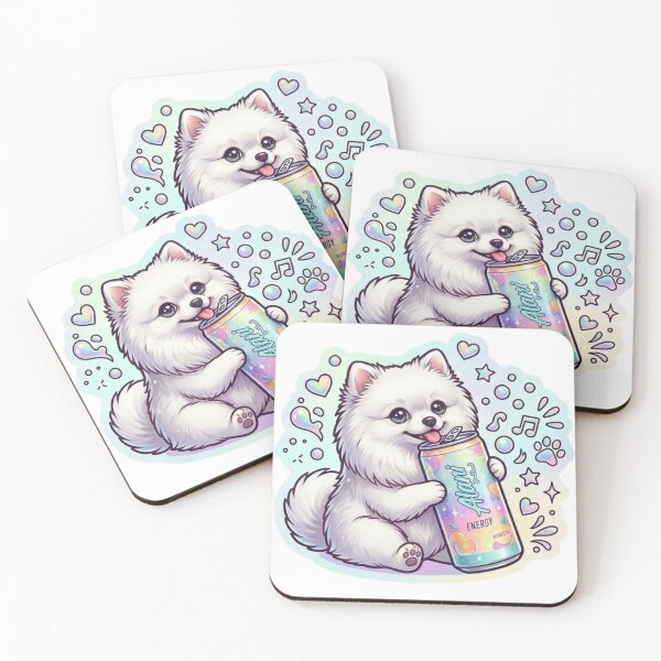 Item preview, Iridescent White Pomeranian Energy - Sparkly Alani Nu Drink Sticker designed and sold by taylortails.