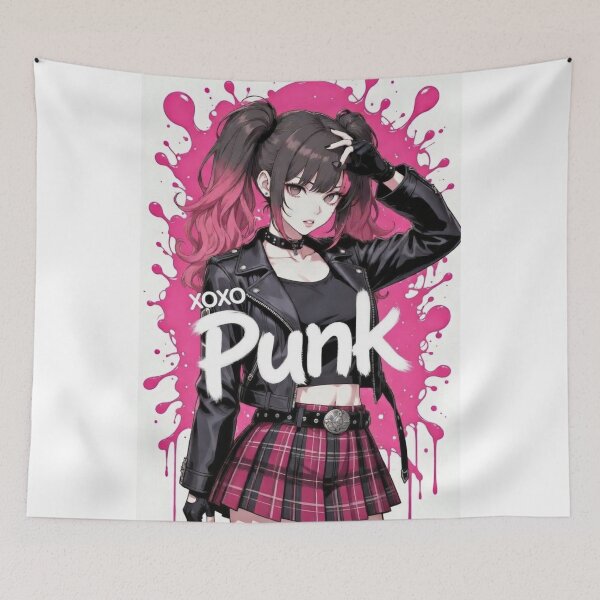 Item preview, Pink Splat Punk Anime Girl XOXO designed and sold by BoopsShop.