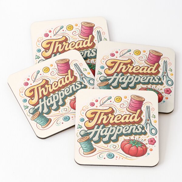 Item preview, Thread Happens – Cute Sewing Pun Illustration designed and sold by blankTeeShirt.