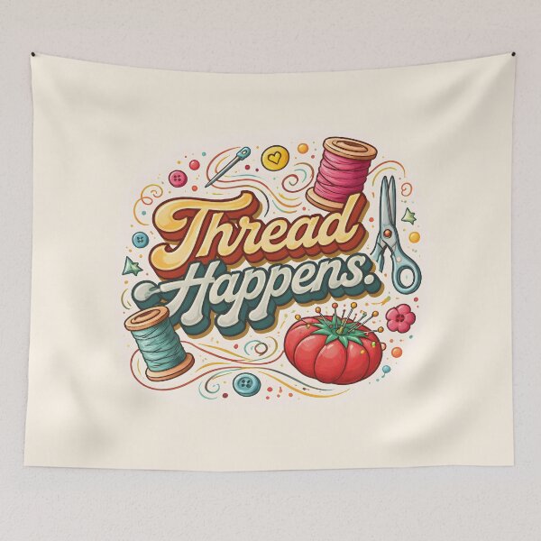 Item preview, Thread Happens – Cute Sewing Pun Illustration designed and sold by blankTeeShirt.