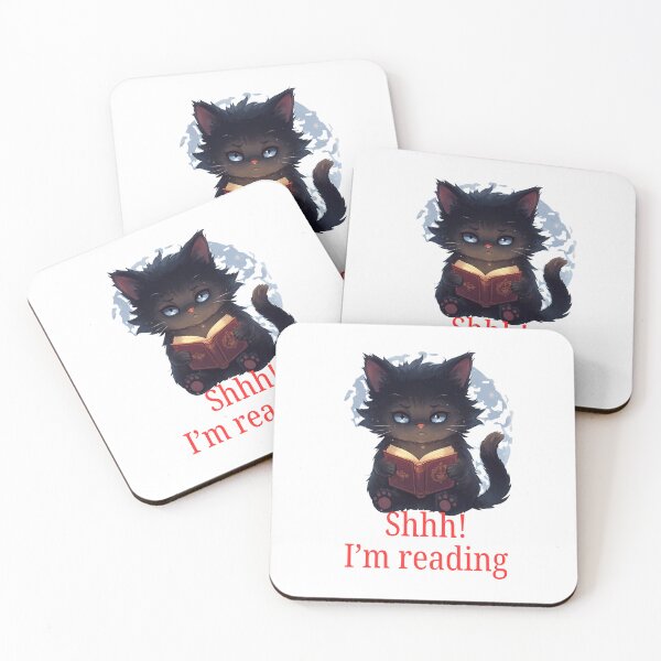 Item preview, Grumpy Black Cat Reading- Shhh! I'm reading- Dark Academia Aesthetic designed and sold by INDEEDME.
