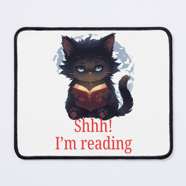 Item preview, Grumpy Black Cat Reading- Shhh! I'm reading- Dark Academia Aesthetic designed and sold by INDEEDME.
