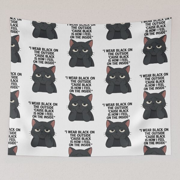 Item preview, Sad Black Cat Cartoon – Unlovable The Smiths Inspired – I Wear Black On The Outside ‘Cause Black Is How I Feel On The Inside – Funny Depressed Cat designed and sold by Donsean22.