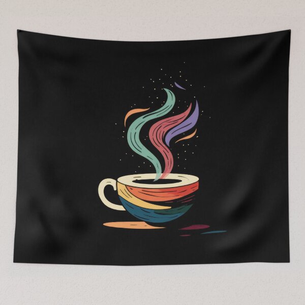 Item preview, Colorful cup with rising steam designed and sold by anytka.