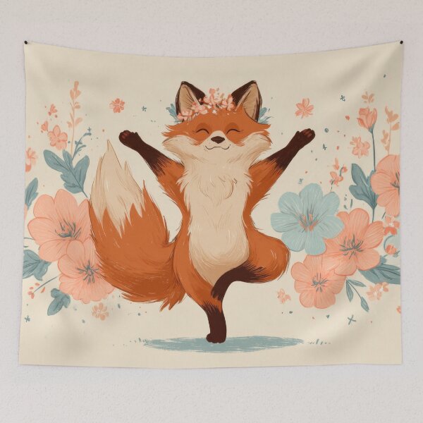 Item preview, Fox dancing among flowers designed and sold by anytka.