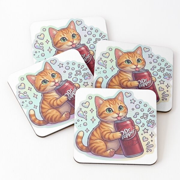 Item preview, Orange Tabby Dr Pepper Vibes - Iridescent Kawaii Cat Sticker designed and sold by taylortails.