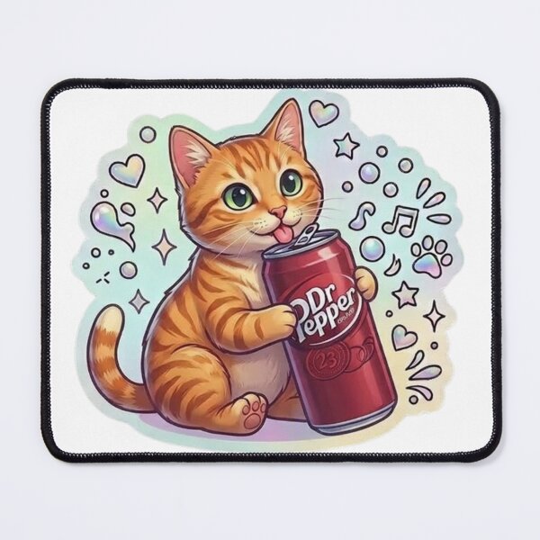 Item preview, Orange Tabby Dr Pepper Vibes - Iridescent Kawaii Cat Sticker designed and sold by taylortails.