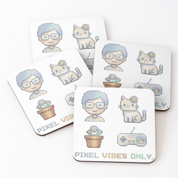Item preview, A pixelated graphic with a person, cat, plant, and video game controller on transparent background designed and sold by Creative88Art.