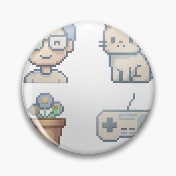 Item preview, A pixelated graphic with a person, cat, plant, and video game controller on transparent background designed and sold by Creative88Art.