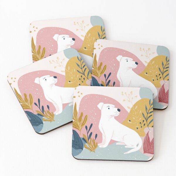 Item preview, Dog sits among colorful plants designed and sold by anytka.