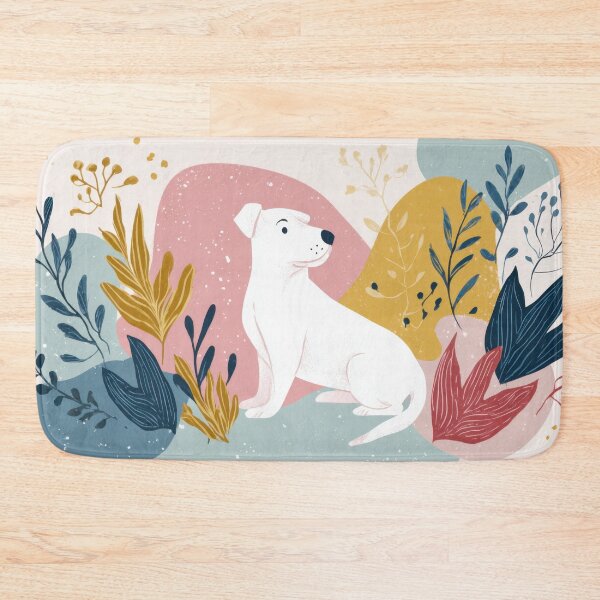 Item preview, Dog sits among colorful plants designed and sold by anytka.