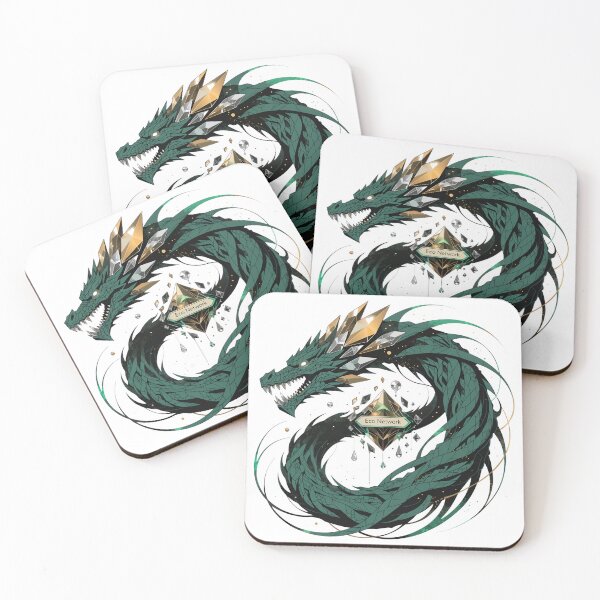 Item preview, A green dragon with gold and silver crystals on transparent background designed and sold by Creative88Art.
