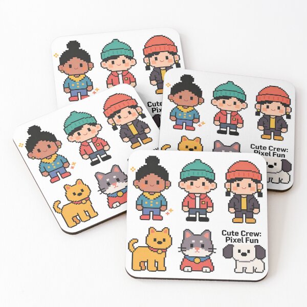Item preview, A group of cute pixelated characters on transparent background designed and sold by Creative88Art.