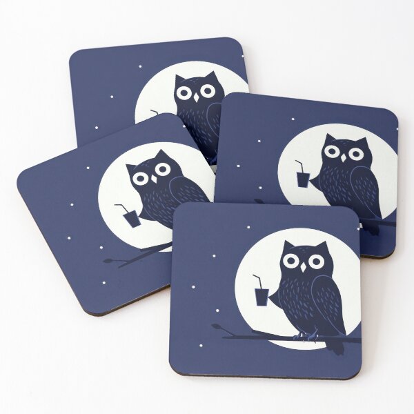 Item preview, Owl holds drink under the moonlight designed and sold by anytka.