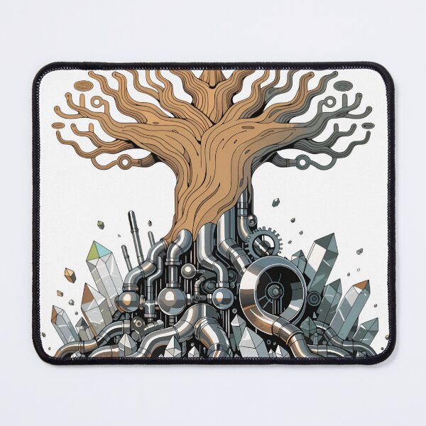 Item preview, A futuristic tree with metallic roots and crystals on transparent background designed and sold by Creative88Art.
