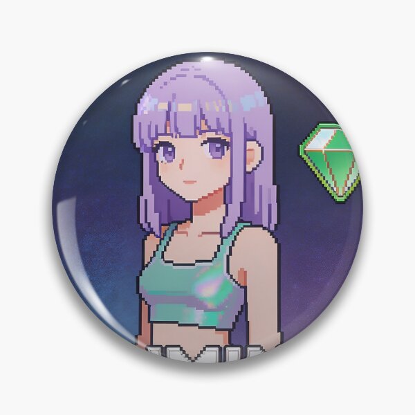Item preview, A cartoon anime girl with purple hair and a green diamond on transparent background designed and sold by Creative88Art.