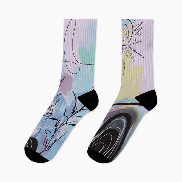 Item preview, Summer time, flowers, landscape, colorful, in nature, abstract in pink, blue, yellow, green and black designed and sold by Susanna Schorr.