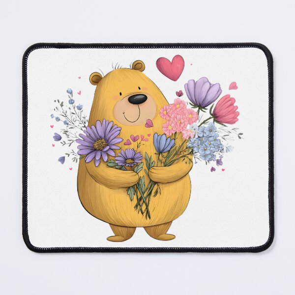 Item preview, Cute Bear with Flowers designed and sold by Retro Whimsy.