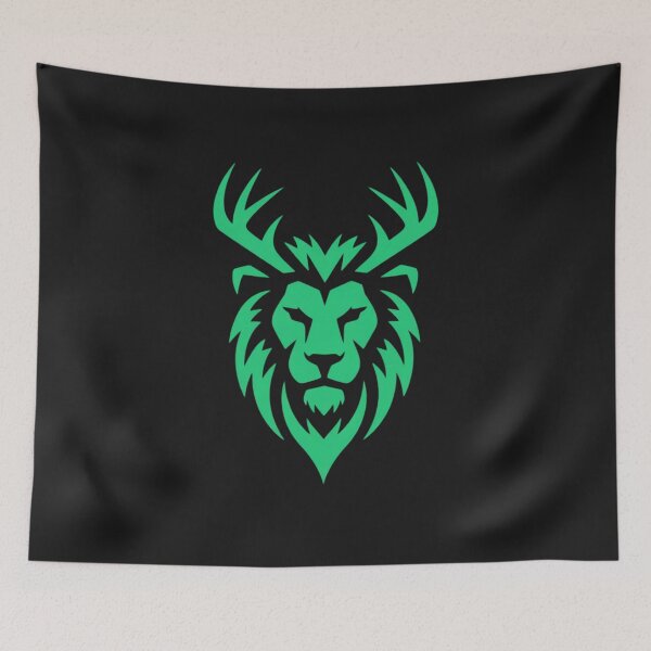 Item preview, lion head logo with razor-sharp geometric antler designed and sold by 123ks.