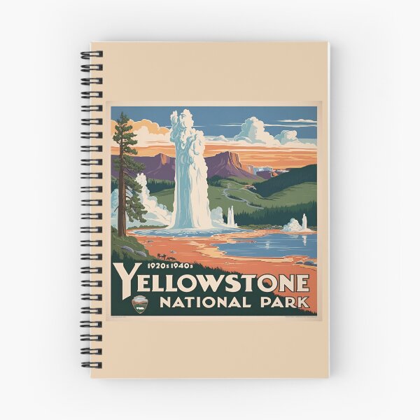 Item preview, Yellowstone National Park Vintage Travel Poster Design for Mugs, Desk Mats, Mouse Pads, Pillows, Notebooks, Wall Art & Home Decor designed and sold by Eclipse 3699.